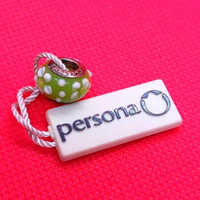 Persona Green With Raised White Flowers Bead In Sterling Silver 18$